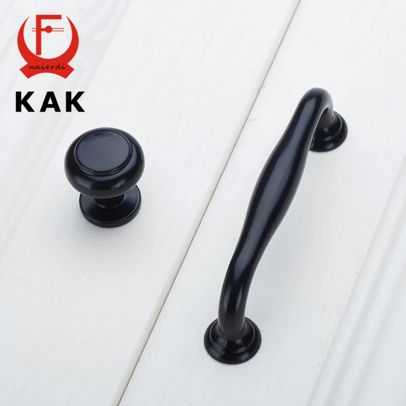 KAK современные цинковые Aolly черные вытяжные ручки для шкафа, кухонного шкафа, комода, ручки для выдвижных ящиков, дверные ручки с винтами