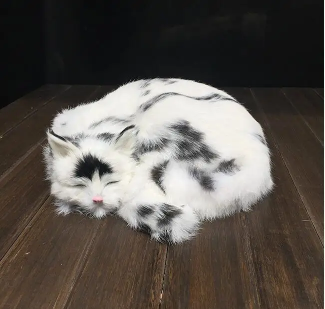 Большие размеры Реалистичные Модели кошек белые спящие кошки плюшевые игрушки детские животные куклы домашние реалистичные Животные украшения детский подарок - Цвет: mixed color