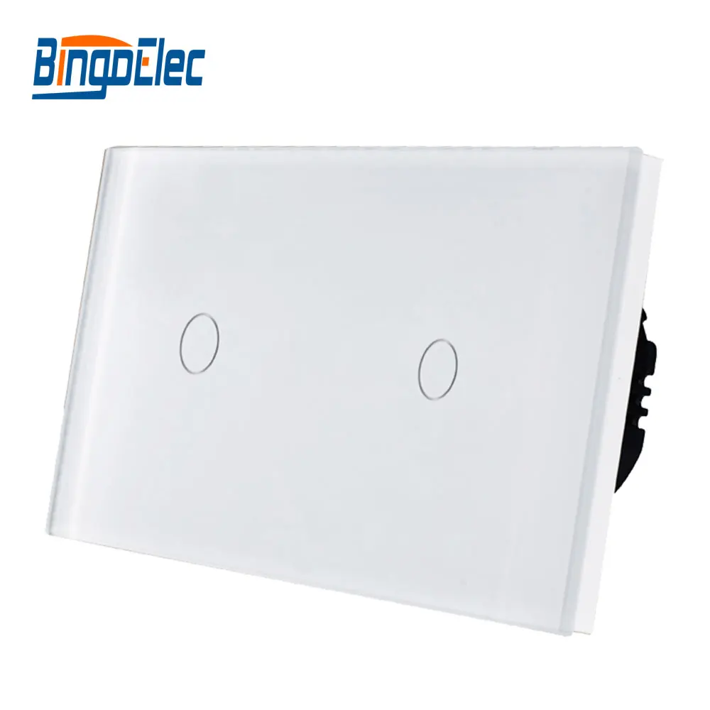 

Bingoelec EU Standard Double 1G 1/2 Way Touch Lamp Switch White Crystal Glass Panel Sensor Wall Switch,AC110-250V 157mm*86mm