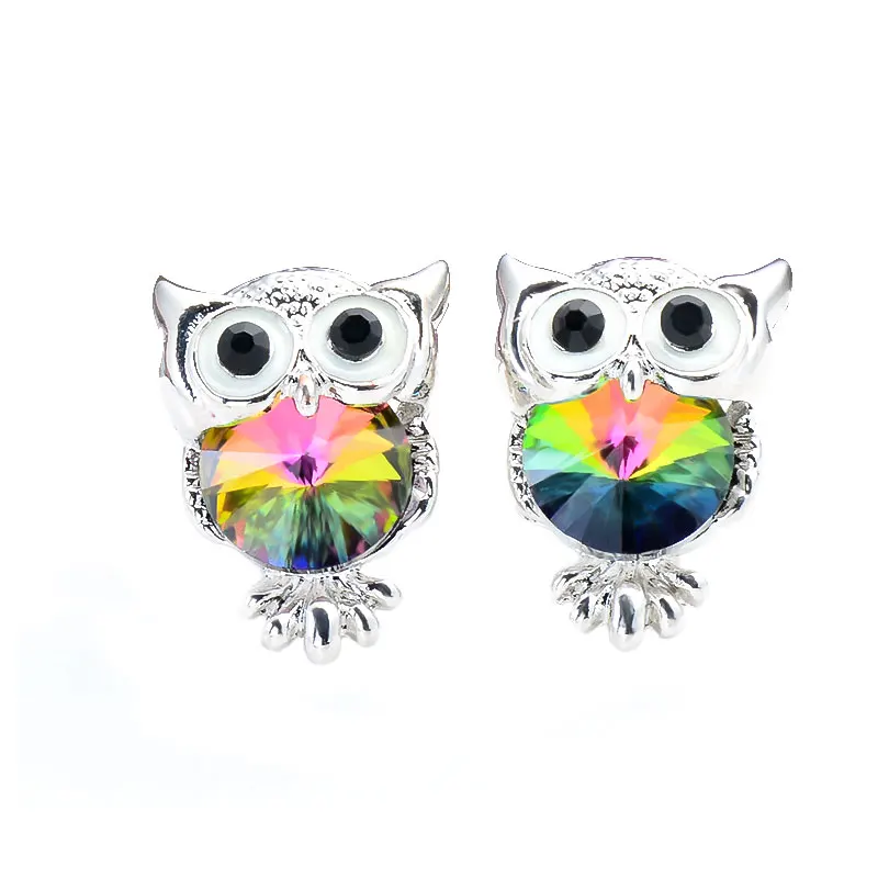 

MISANANRYNE Brand Jewelry Crystal Owl Stud Earrings For Women Vintage Gold Color Animal Statement Earrings Brincos Pendientes FY