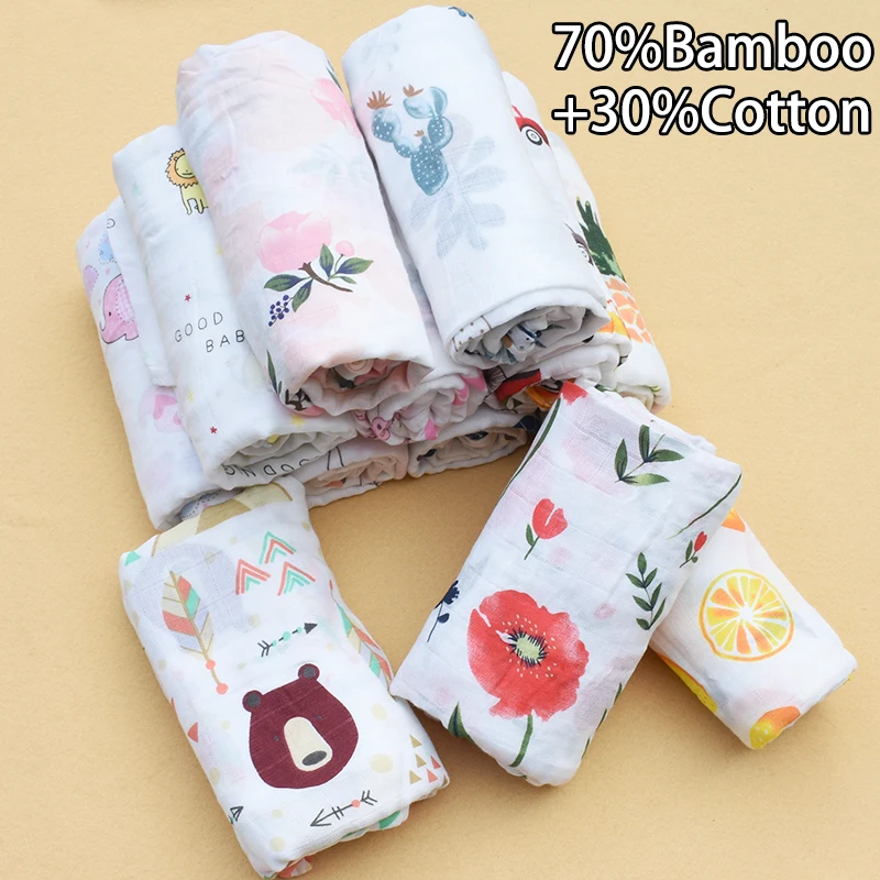 Розовый Лебедь 70% бамбук + 30% хлопок детское муслиновое Пеленальное Одеяло мягкое