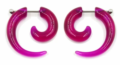 Purple Пара горячих акриловых поддельных спиральных ушных конусов Растяжитель расширители манометр серьга для мочки уха читер пирсинг ювелирные изделия для тела туннель и пробки - Окраска металла: Purple