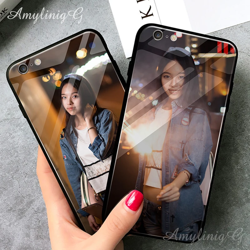 

Custom Tempered Glass phone Case for iphone 6 6s plus X XS MAX XR 8 Plus case diy logo 7Plus 11 Pro Max Design Photos