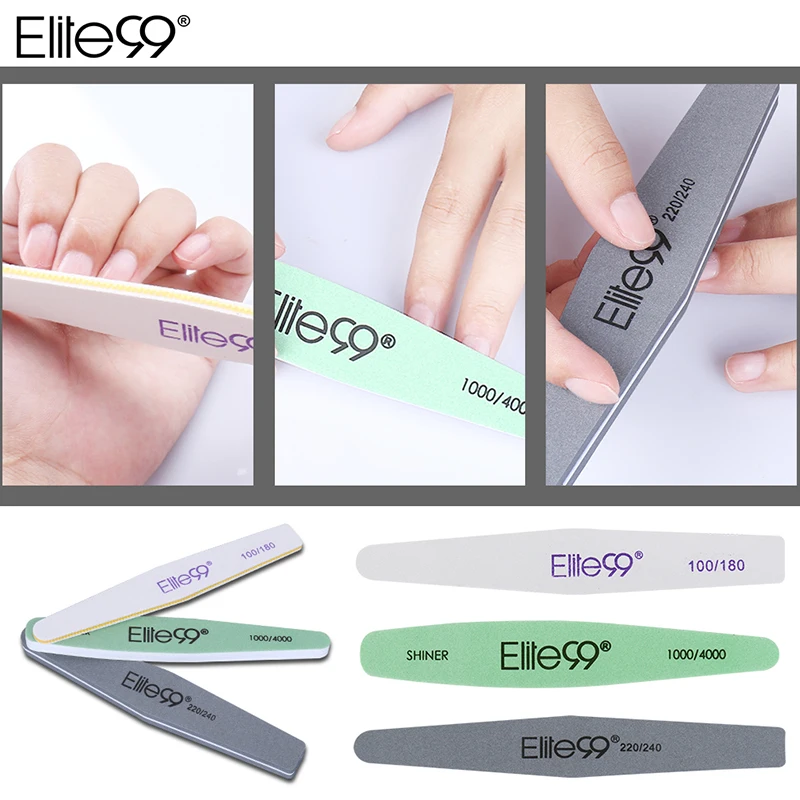 Elite99 3 x Размеры Двусторонняя Пилочки для ногтей шлифовальный Pro Nail Art шлифовальные