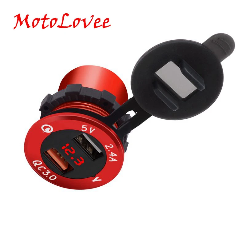 

MotoLovee Car Quick Charger QC 3.0 Power Adapter Dual USB Vehicle Intelligent DC 12 V-24 V Cigarette Socket Lighter For iPhone