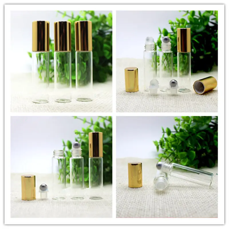 Стеклянная бутылка в многоразовых бутылках Rollon с золотой крышкой высокое