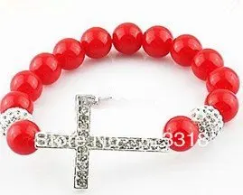 Trendy Wholesale - Mix10pcs Sideways Cross Bracelets Beaded Stretched Ways Bracelet bangle Religious J | Украшения и аксессуары