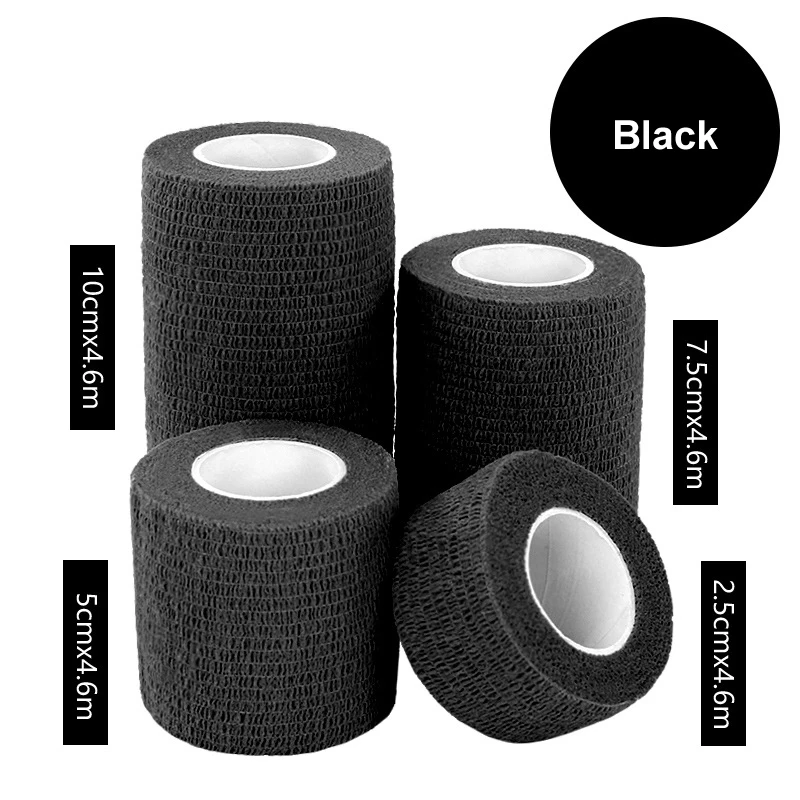 12 rolls black 12 шт./лот, спортивная лента, самоклеющаяся повязка, премиум-класс, медицинская стрейч-обертка, ПЭТ эластичная когезивная повязка, эластопласт - Цвет: 12 rolls black