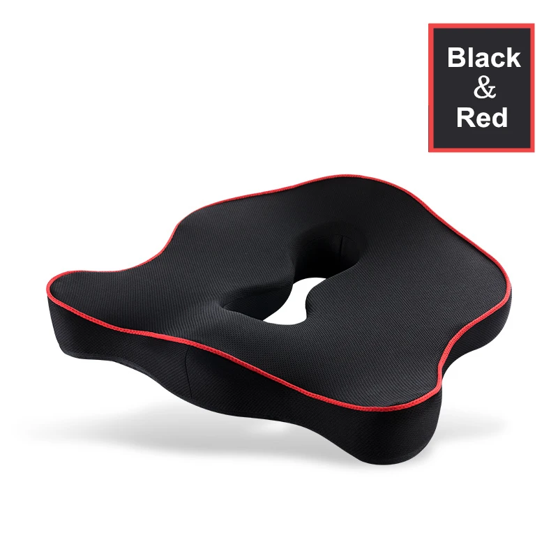 Black and Red PurenLatex Memory Foam Cushion on Chair Protect Orthopedic Pillow Coccyx Cushion Pad Car Seat Mats Prevent Hemorrhoid Treat - Цвет: Black and Red