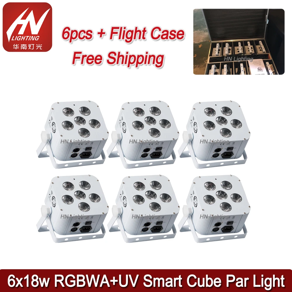 6 шт. беспроводной dmx uplight 6*18 Вт RGBWA UV Par Can аккумулятор светодиодный DJ Uplights LED для