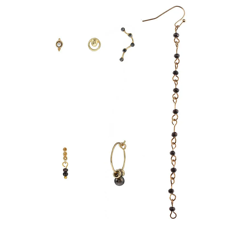 NADEEM Новая мода 6 шт./компл. серьги гвоздики золотого цвета с кристаллами и