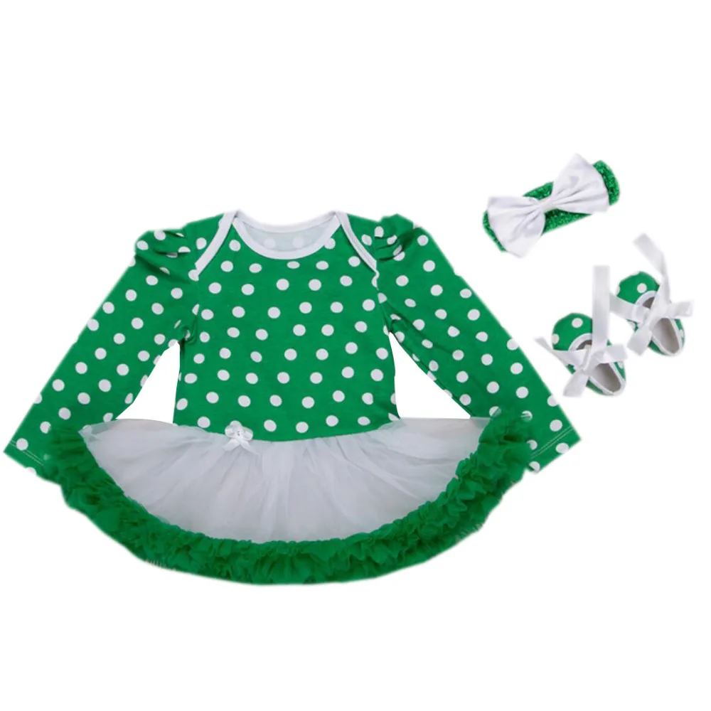 Комплект из 3 предметов Платье-пачка для новорожденных девочек на день Патрика