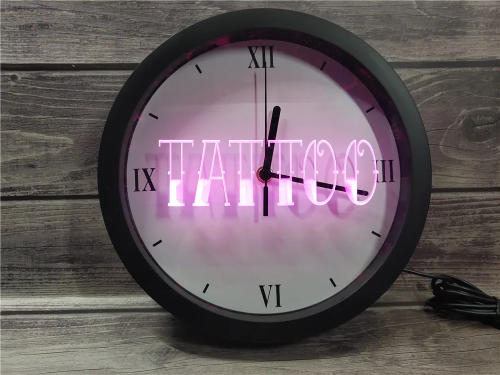 Tattoo Shop Bar Pub Art Piercing APP RGB 5050 LED Neon Light Signs Wall Clock | Clocks