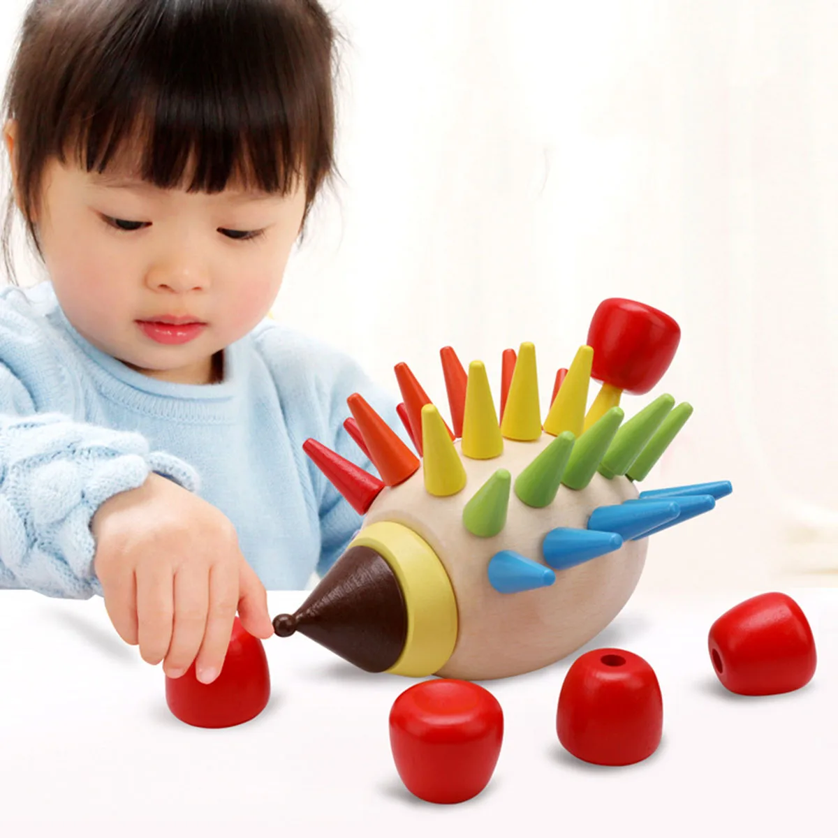 

Wooden Blocks Toys DIY Magnetic Colorful Hedgehog Inserted Toy Cartoon Assemble Blocks Toys Children Early Childhood Education