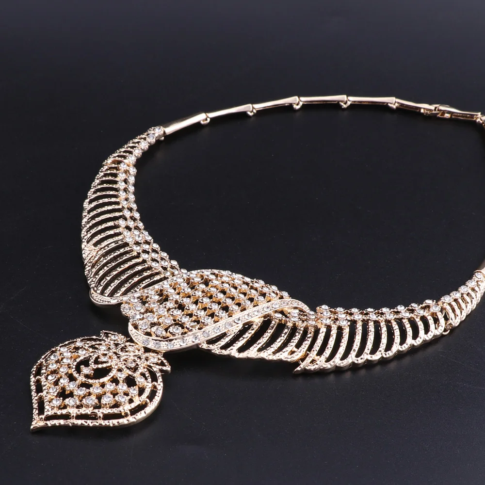 Женский свадебный комплект ювелирных изделий для невест золотого цвета костюм