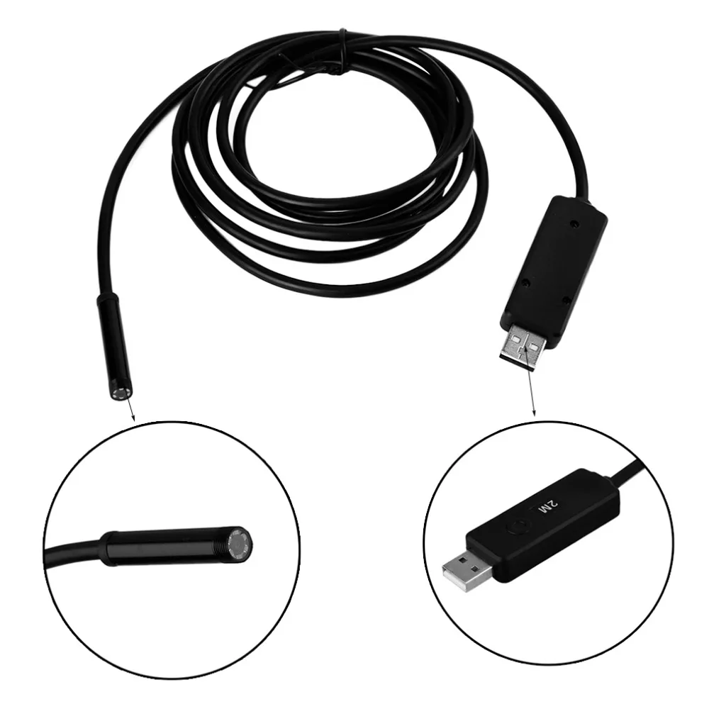 1 шт. 2 м 7 мм 6 светодиодный USB Водонепроницаемый эндоскопа бороскоп змея инспекции