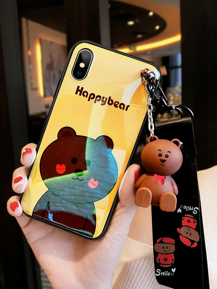Для iPhone 6 6s plus чехол для сотового телефона 7/8 милое покрытие с медведем голубой