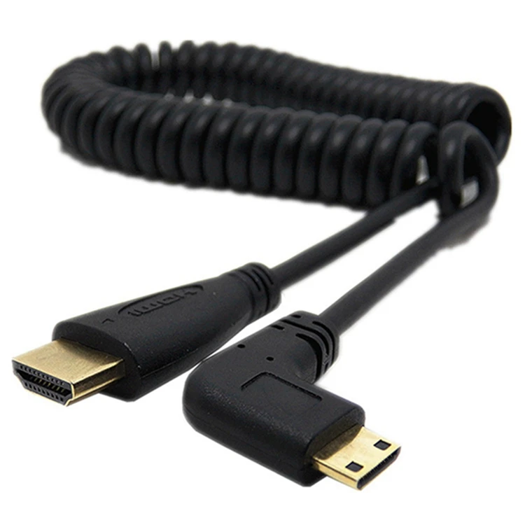 HDMI под прямым углом Mini HDMI пружинный изогнутый гибкий кабель V1.4 DSLR 0,5 M/2 M - Цвет: MINI HDMI Left