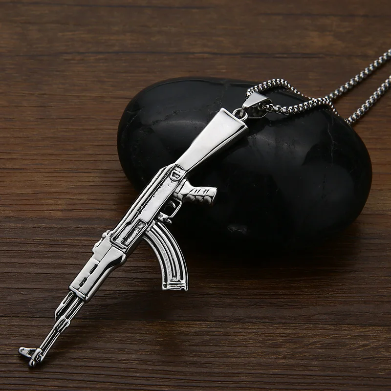EdgLifU мужское ожерелье с пистолетом Горячая игра JS крест оружие огня AK47 кулон из