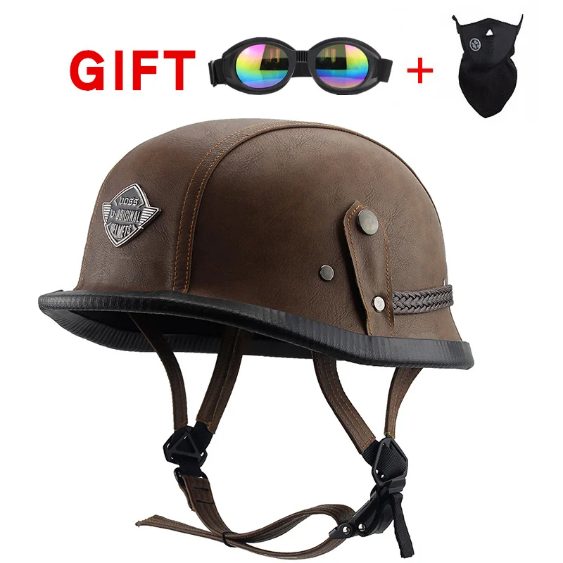 Взрослые кожаные шлемы мотоциклетные Ретро полукруиз шлем принц мотоцикл