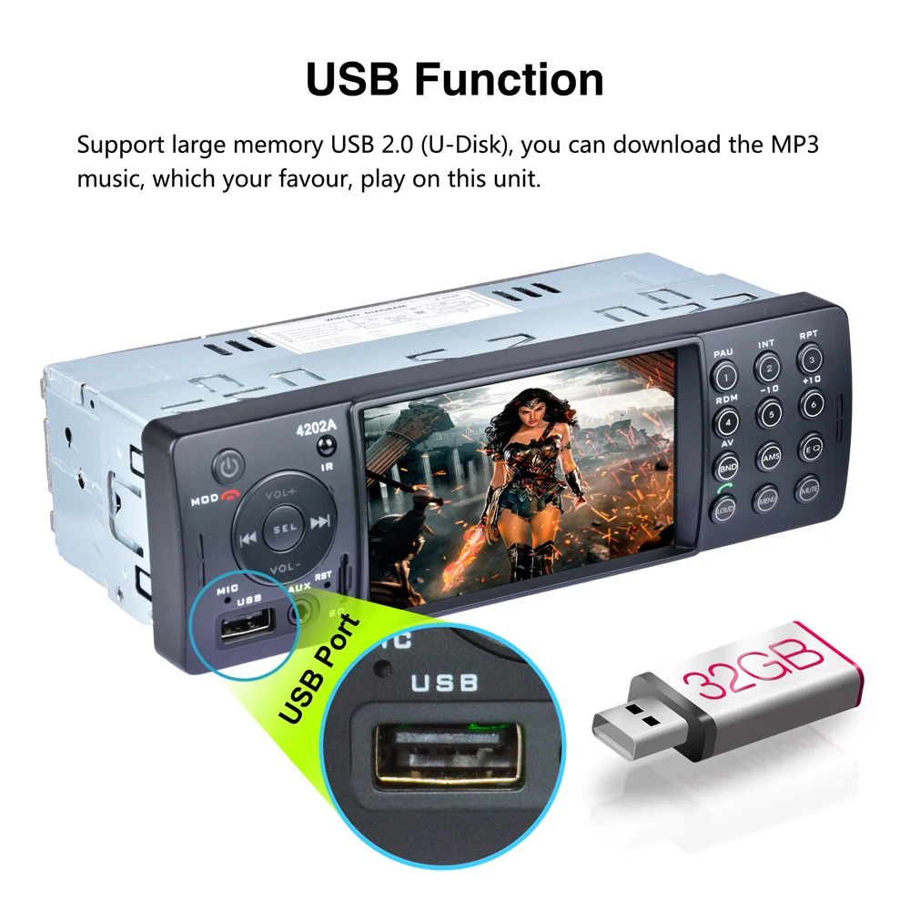 Podofo 1 Din автомагнитола Bluetooth Авторадио 4,1 ''HD Mp5 Аудио Видео плеер USB SD Авто Аудио Aux FM аудио стерео 12 в автомобильный аудио