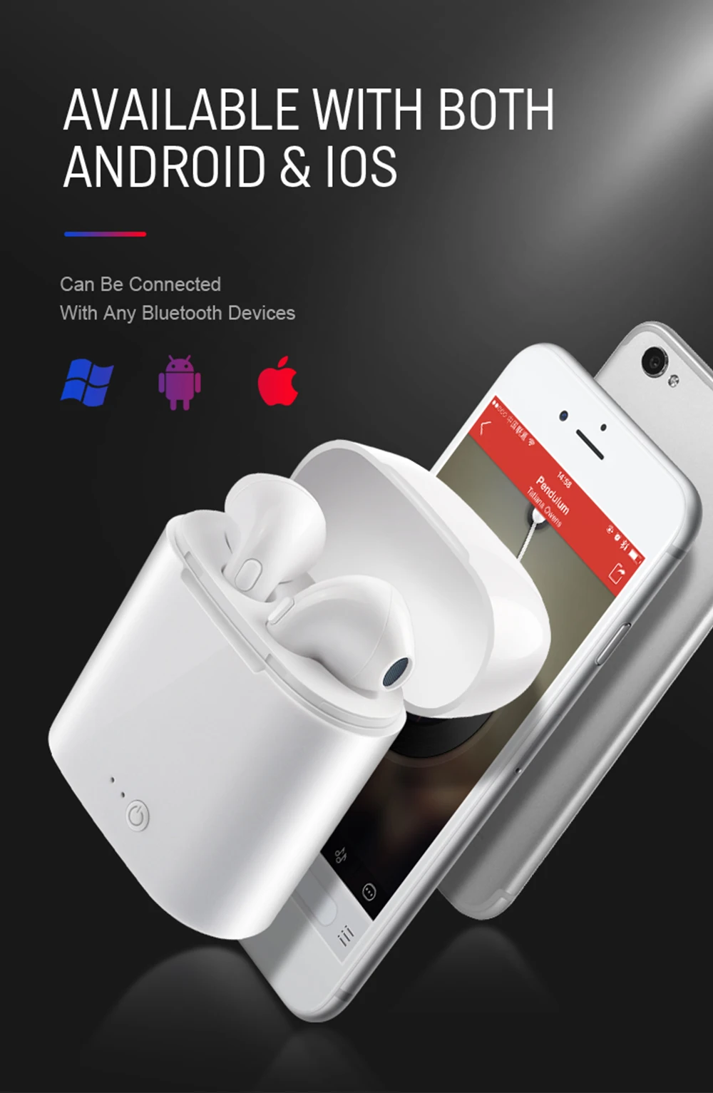 I7s TWS 5,0 беспроводные Bluetooth наушники, стерео наушники-вкладыши, гарнитура с зарядным устройством для всех Bluetooth планшетов, смартфонов, наушников