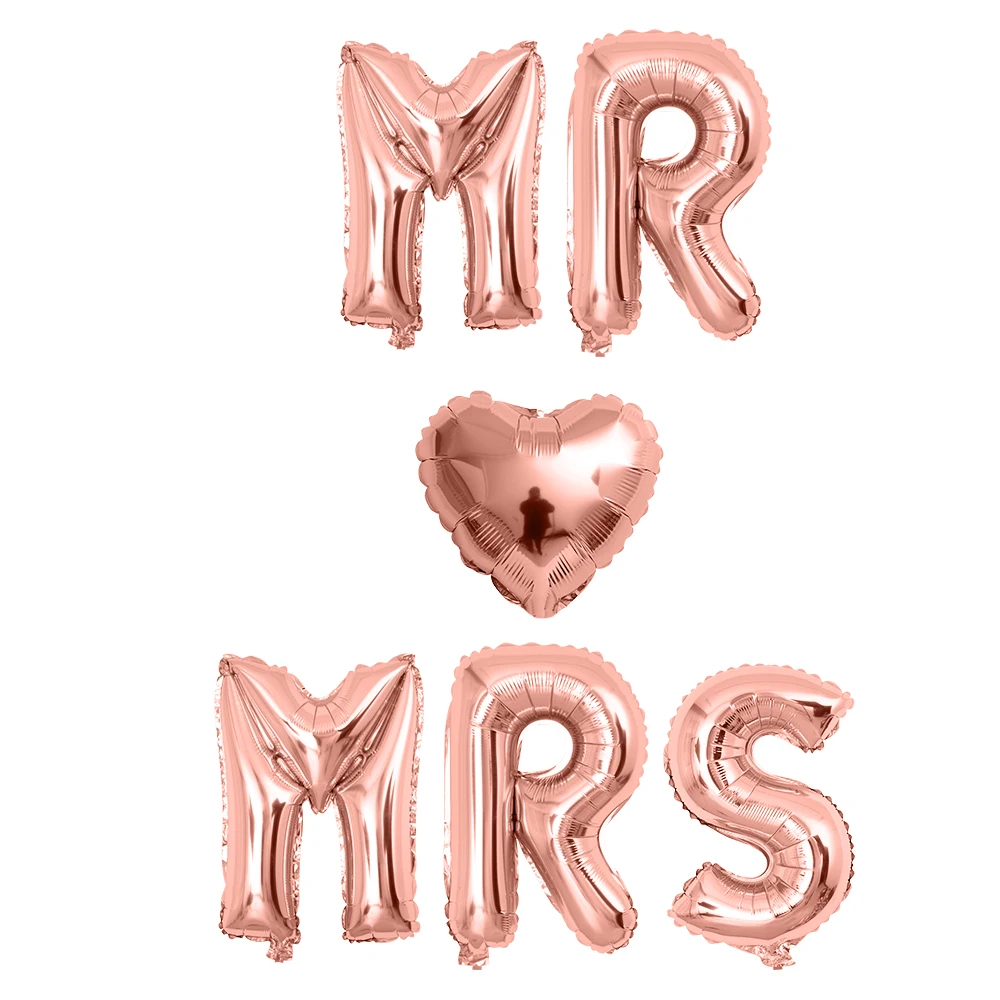 6 шт 16 дюймов цвета розового золота с буквенным принтом воздушных шаров MR MRS