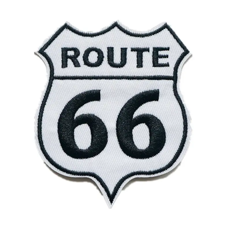 Нашивки с вышивкой надписей Route 66 Пришивные черно белые эмблемы вышитые нашивки