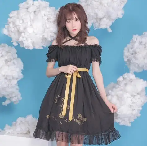 Готическое черно белое платье для девочек с короткими рукавами и принтом