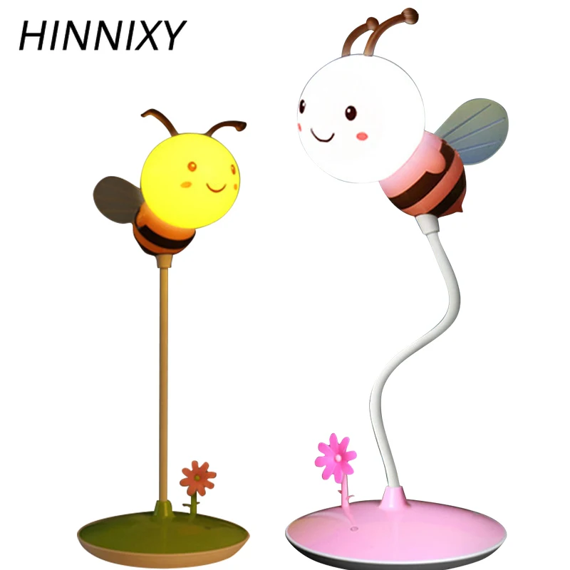 Hinnixy Bumble Bee ночник USB перезаряжаемая 3D настольная лампа животное розовый зеленый
