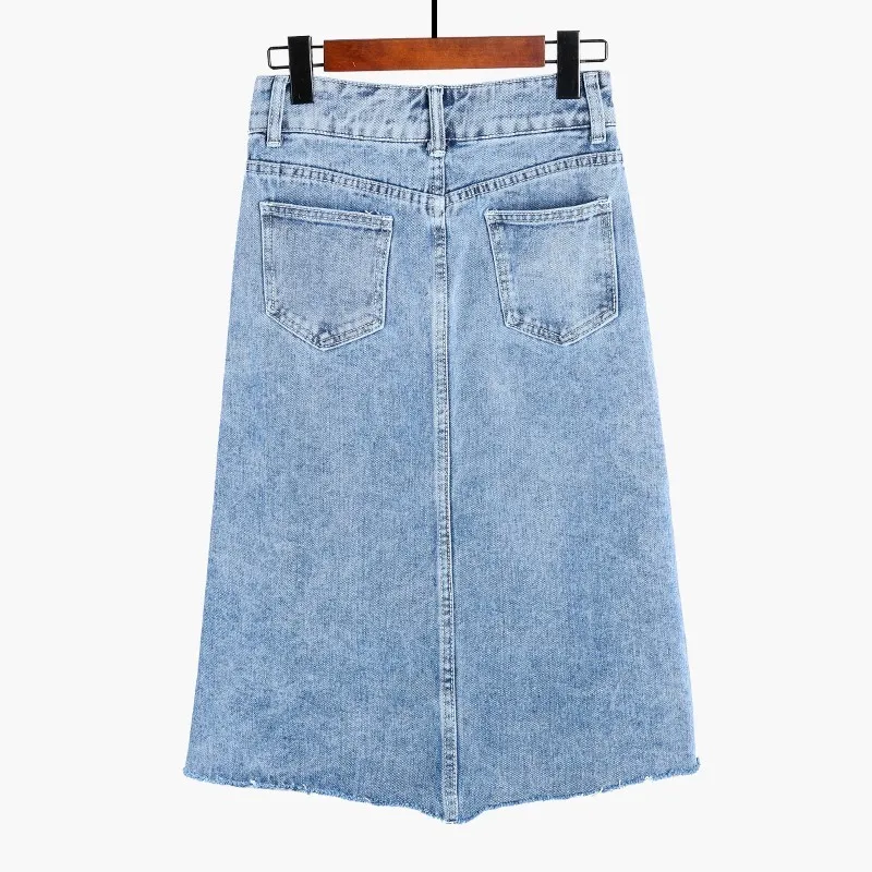 Sexy High Waist Cowboy Skirts Blue Bodycon A-line Jean Skirt Women Summer Knee-Length Denim | Женская одежда