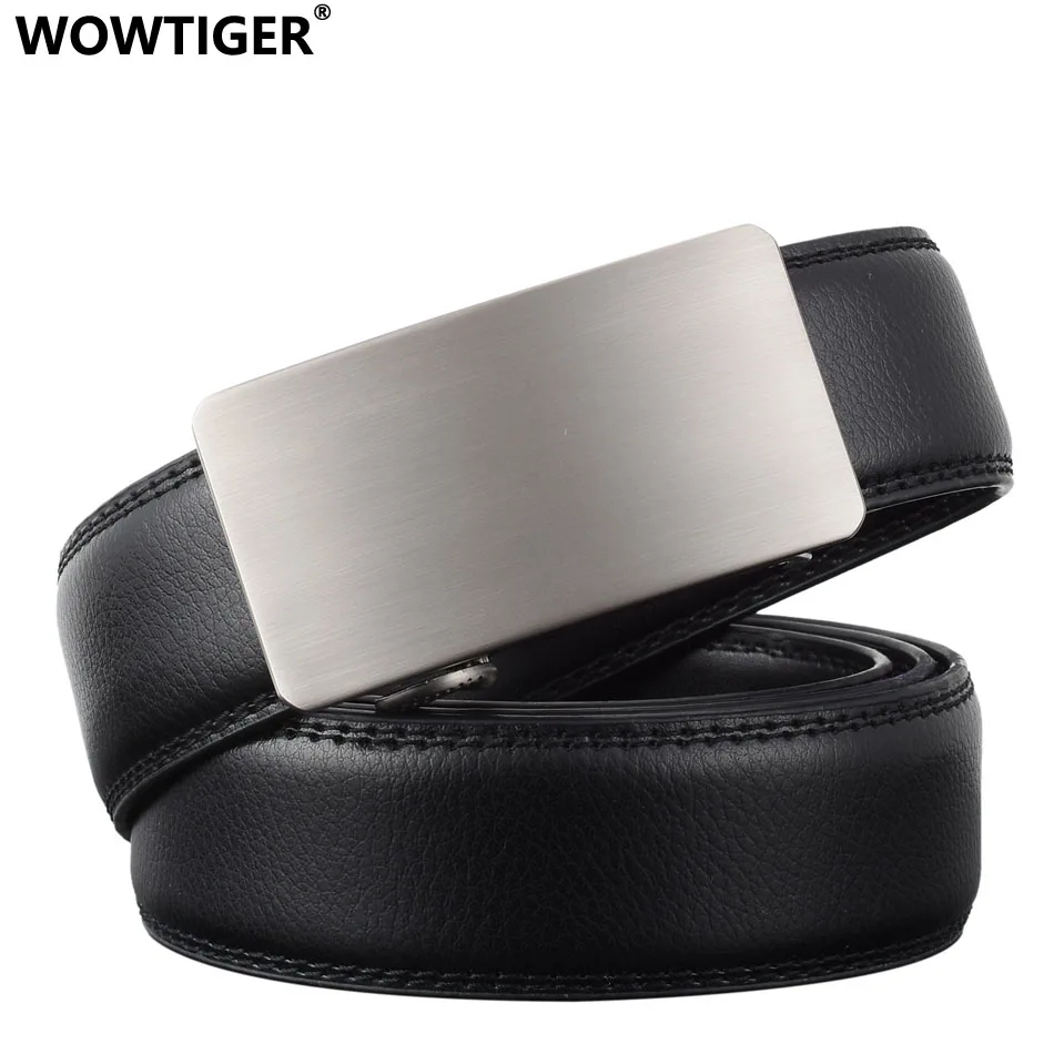 WOWTIGER новые модные дизайнерские ремни для мужчин, скользящая Пряжка, трещотка, роскошный кожаный Автоматический пояс для мужчин cinto masculino