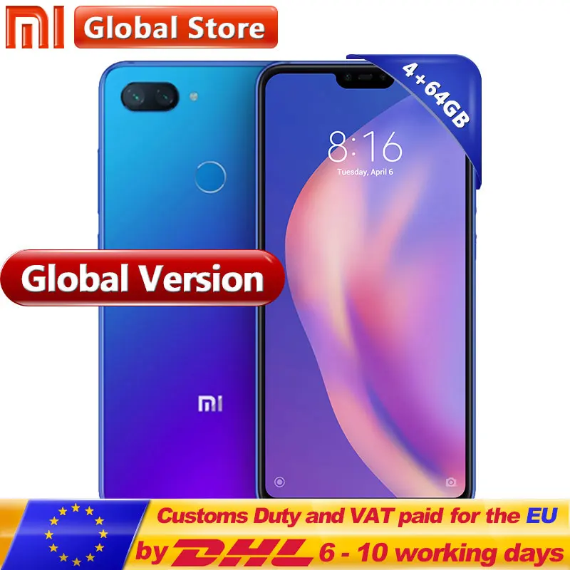 Глобальная версия Xiaomi Mi 8 Lite 4 Гб 64 мобильный телефон Snapdragon 660 Octa Core 24MP фронтальная