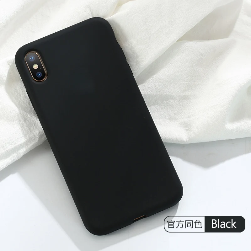Черный Обновленный жидкий силиконовый чехол для iPhone 6, 6 S, 7, 8 Plus, X, XS, MAX, XR, 11 Pro, однотонный Мягкий силиконовый чехол-бампер - Цвет: Черный