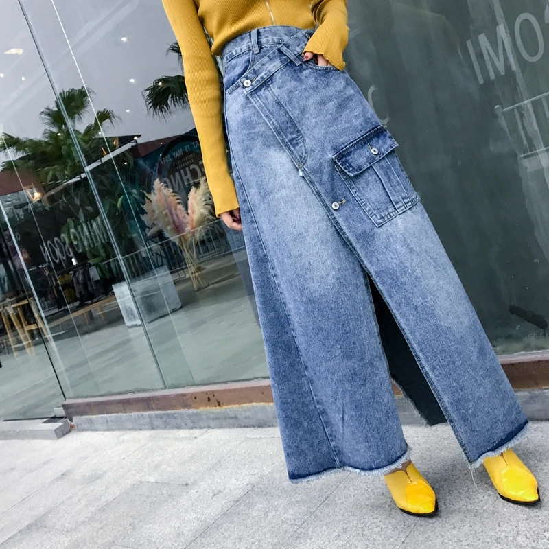 Бесплатная доставка 2019 Новая мода Высокая талия Длинное Макси ТРАПЕЦИЕВИДНОЕ S L