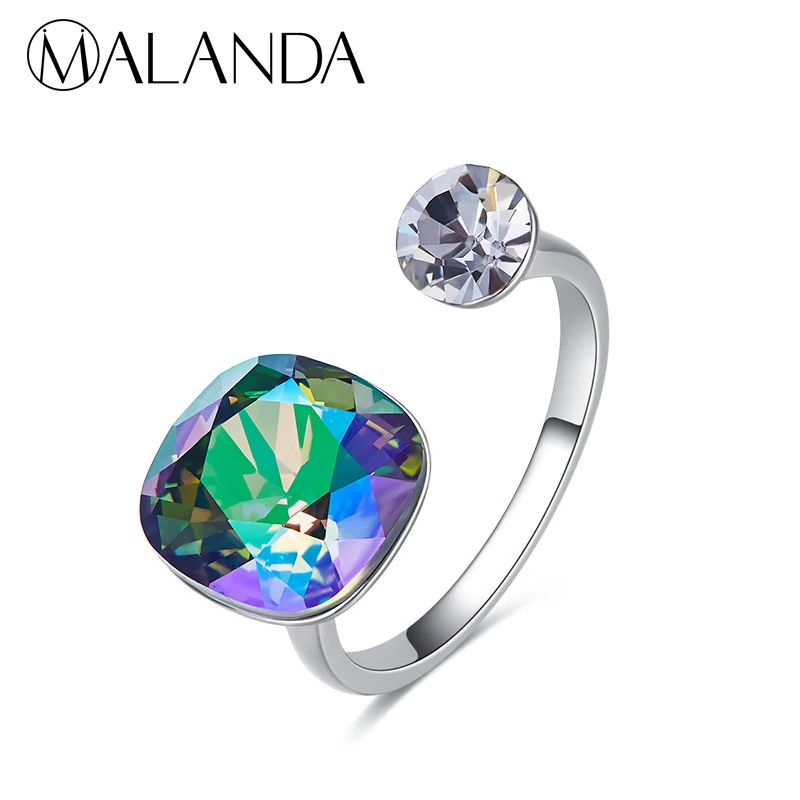 Новые модные открытые кольца MALANDA с настоящим кристаллом swarovski для женщин