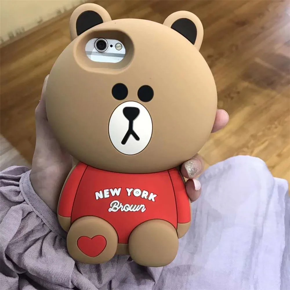 Популярный 3D чехол с милым медведем для iPhone11 Pro Max X XSMax, силиконовая задняя крышка для телефона для iPhone XR 6 6splus 7 8 Plus, чехол