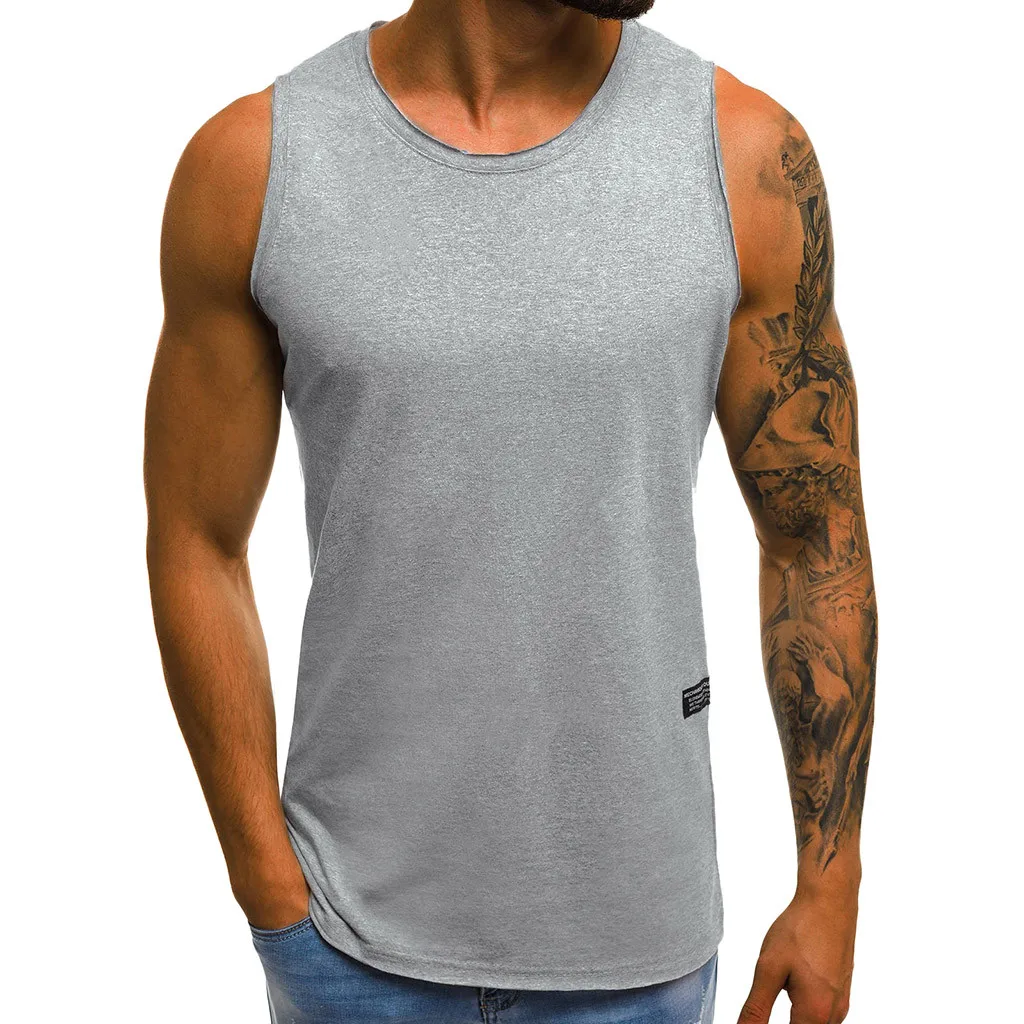 CHAMSGEND Tank Tops Cotton Men Sleeveless Tanktops For Boys Bodybuilding Clothing Undershirt Fitness Stringer Male Vest 4.JAN.15 | Мужская