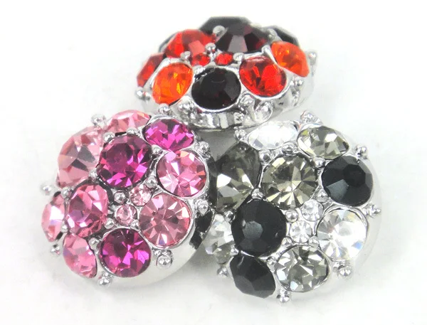 

Free shipping Mini 1.2cm CZ stone DIY button metal charms 3 color mix