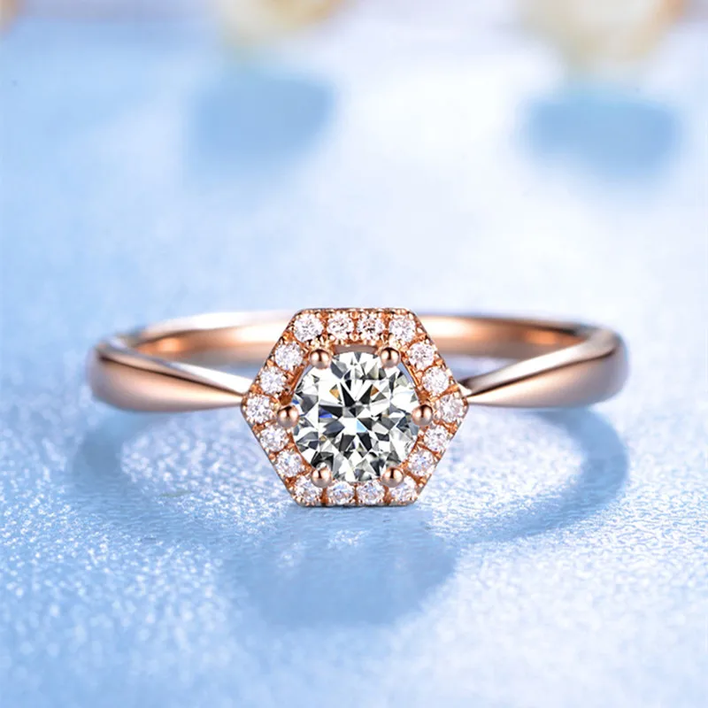 Оригинальное сертифицированное кольцо Dimaond ZOCAI обручальное 0 07ct/0 15ct H/SI 18K