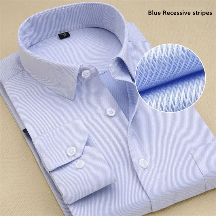 Camisa Masculina, мужская рубашка, Hombre Chemise Homme Manche Longue, белые рубашки, 5XL, 6XL, 7 xl, длинный рукав, формальные, черные, красные, мужские s Blusa - Цвет: Blue RecessiveStripe