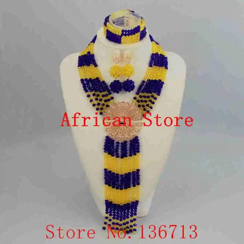 

African Costume Jewelry Set Big Nigerian Wedding Bridal Crystal Beads Necklace Bracelet Earrings Set Free Shipping J601-2