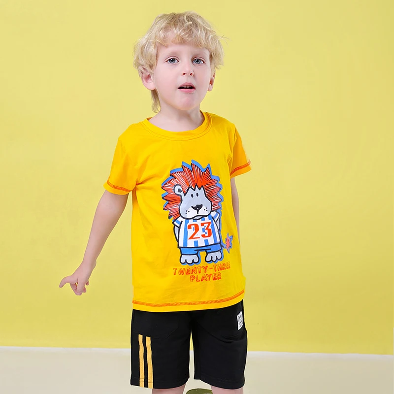 Kids Tracksuit Newborn Baby Boys Clothes Set Short Sleeve Cartoon Lion T-Shirt+Short Pant 2pcs Cotton Toddler Boy Clothing Suits |