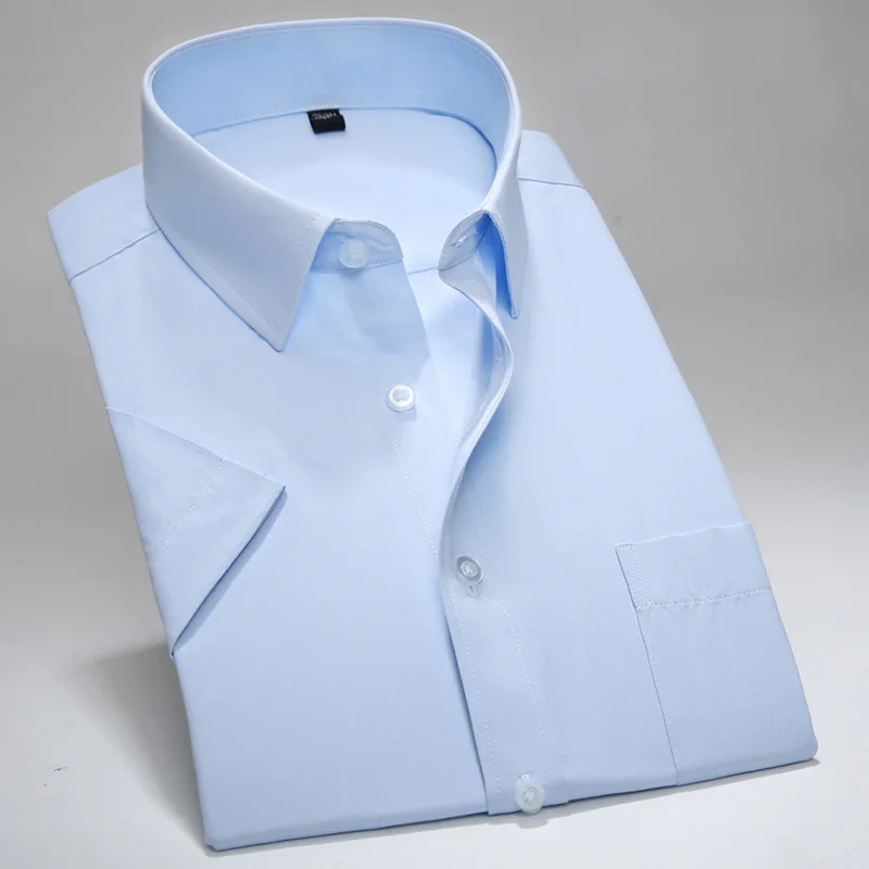 Летняя рубашка с коротким рукавом 2017 Мужские приталенные мужские строгие