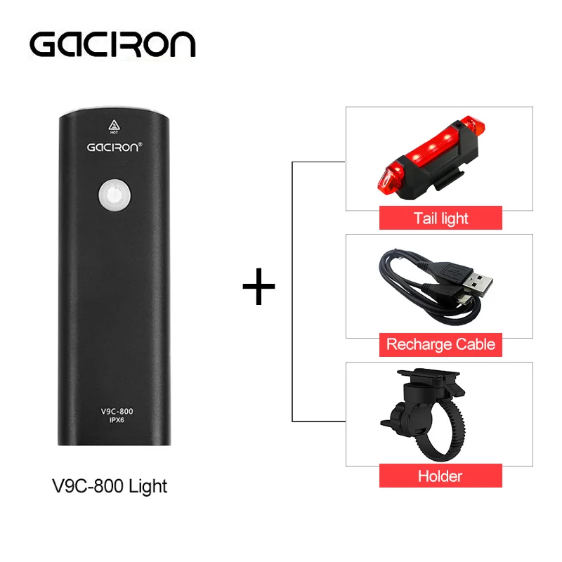 V9C-800 Gaciron велосипед светильник велосипедный головной светильник IPX6 USB флэш-память светильник светодиодный вспышка передняя лампа V9C-400 V9F-600 V9C-800 V9S-1000 V9D-1600 V9D-1800 - Цвет: V9C-800