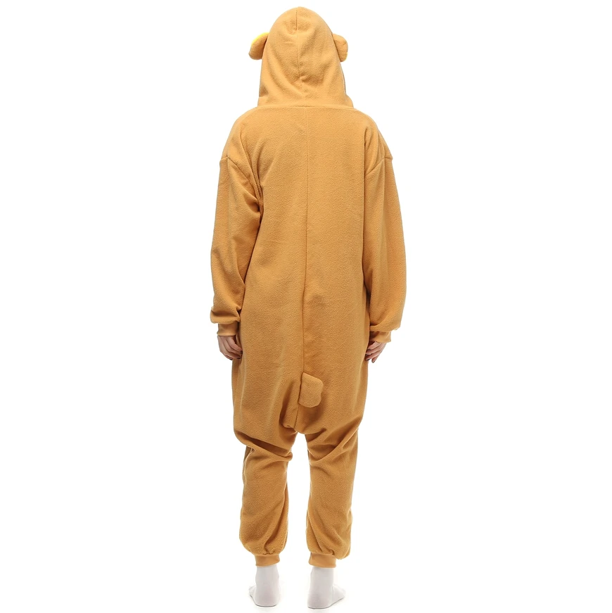 Флис кигуруми косплей костюм Rilakkuma мультфильм животных Пижама-Ползунки Хэллоуин Карнавал Маскарад одежда для вечеринок