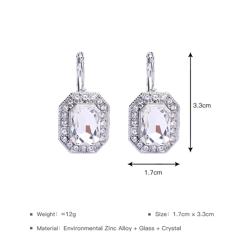 Сверкающие прямоугольные серьги с кристаллами модные свадебные украшения