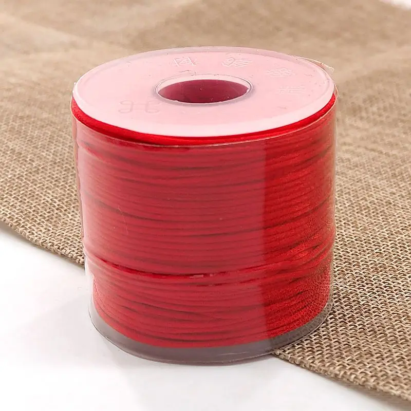 Red Chenkai 1,5 мм 50 м/рулон 16 цветов нейлон мягкий макраме Шелковый Атласный нейлоновый шнур веревка для ребенка силиконовый Прорезыватель Браслет из ожерелья и бисера - Цвет: Red
