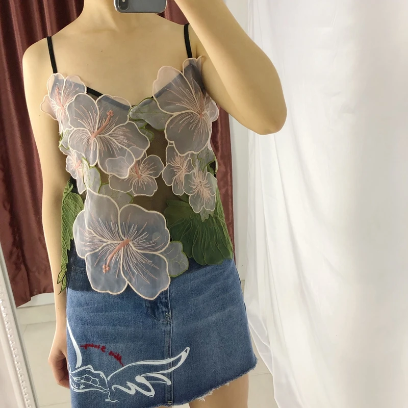 2018 ранняя Летняя мода новая Прозрачная Кружевная трехмерная Цветочная