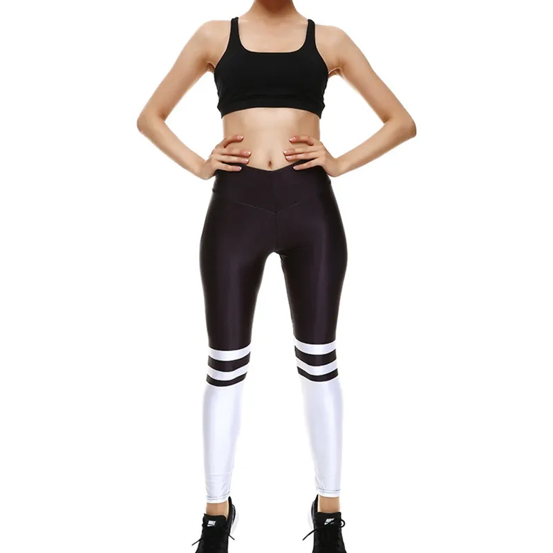 Леггинсы 2018 Новое поступление Высокая Талия белый и черный шить Для женщин
